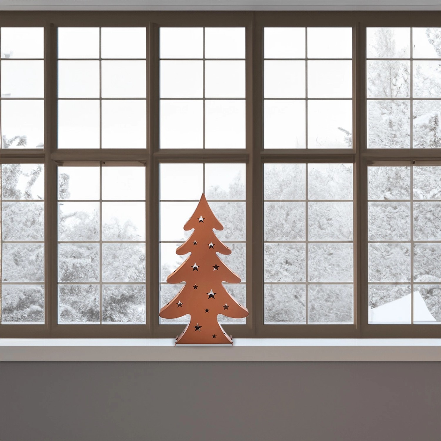 Kobolo Weihnachtsdeko: Metall-Tannenbaum mit Sternen, Rostoptik, XL, für Teelichter.