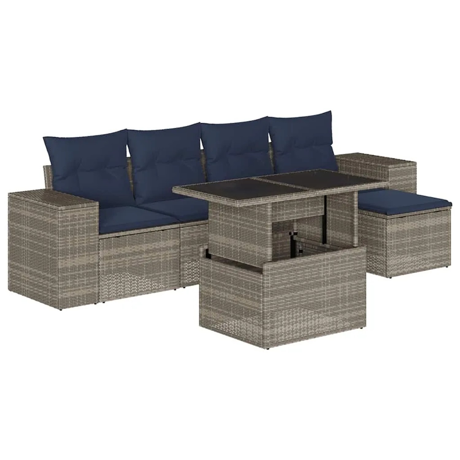vidaXL 6-Tlg Gartensofa-Set mit Kissen Grau Polyrattan 3269131 günstig online kaufen