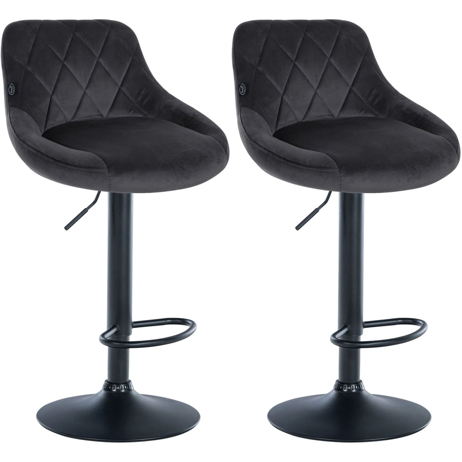 CLP 2er Set Barhocker Lazio Samt Dunkelgrau/Schwarz