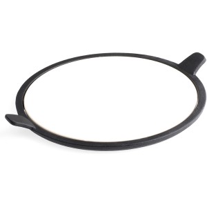 Tepro Pizzastein Einleger für Grills, Cordierit, rund, mit schwarzem Rahmen.