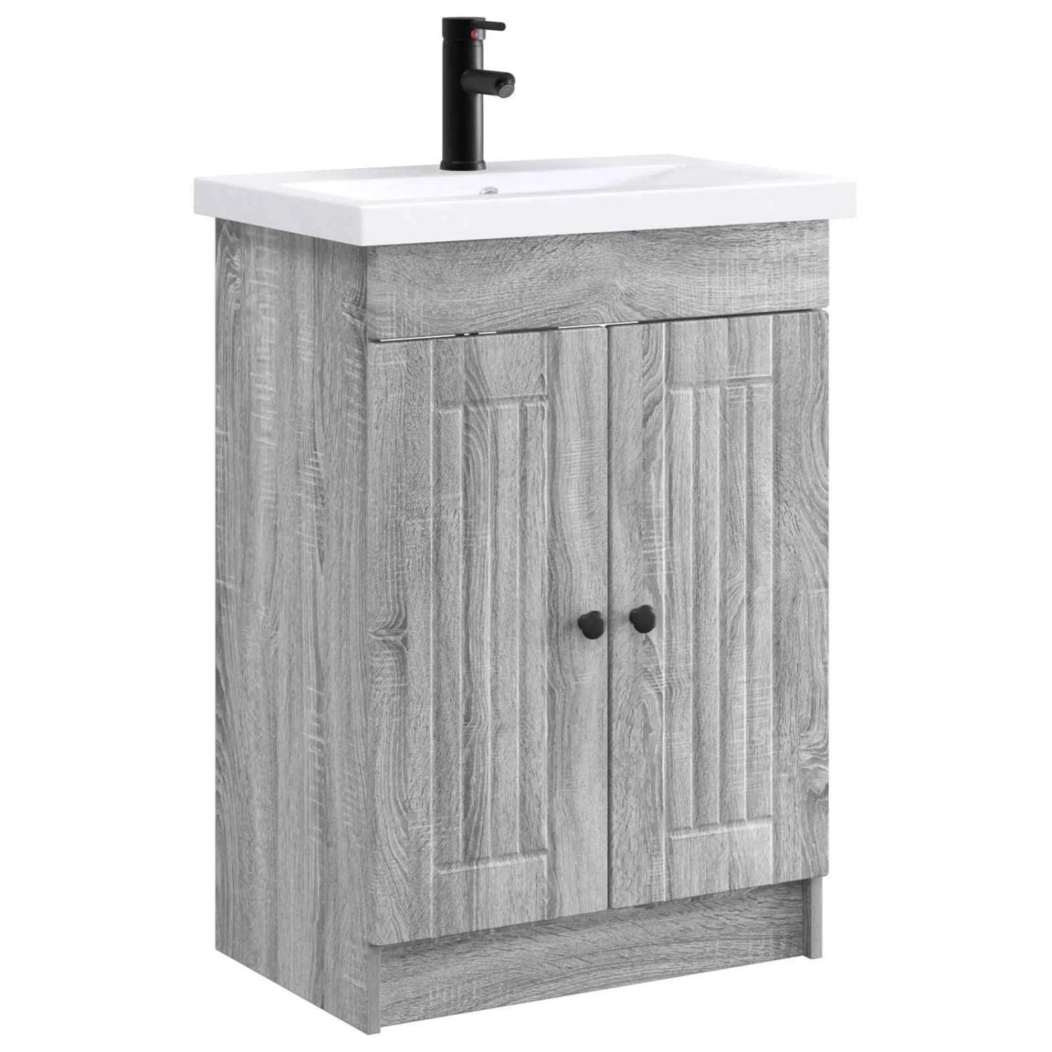 vidaXL Badezimmermöbel-Set Grau Sonoma 56 x 37,5 x 81 cm Holzwerkstoff 3404190