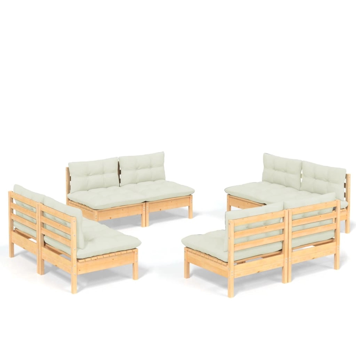 vidaXL 8-tlg Garten-Lounge-Set mit Creme Kissen Kiefernholz Modell 1