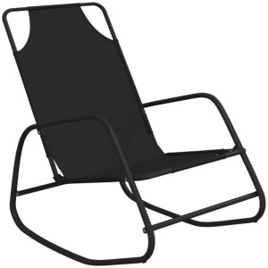 Schwarze Furnicato Schaukelliege (2er-Set) aus Stahl und Textilene, 89x58x93,5 cm.