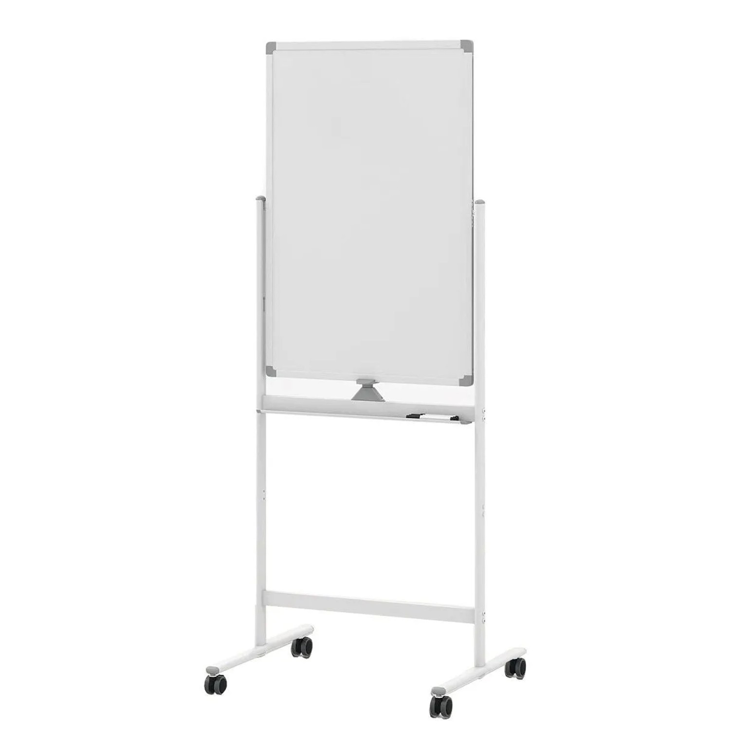 Costway Doppelseitiges Mobiles Whiteboard mit Rollen Weiß 60 x 90 cm