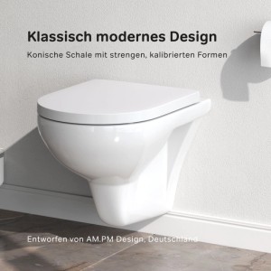 AM.PM Wand WC Tiefspül WC Hit Spülrandlos Hänge WC Toilette CTA1700WH FlashClean