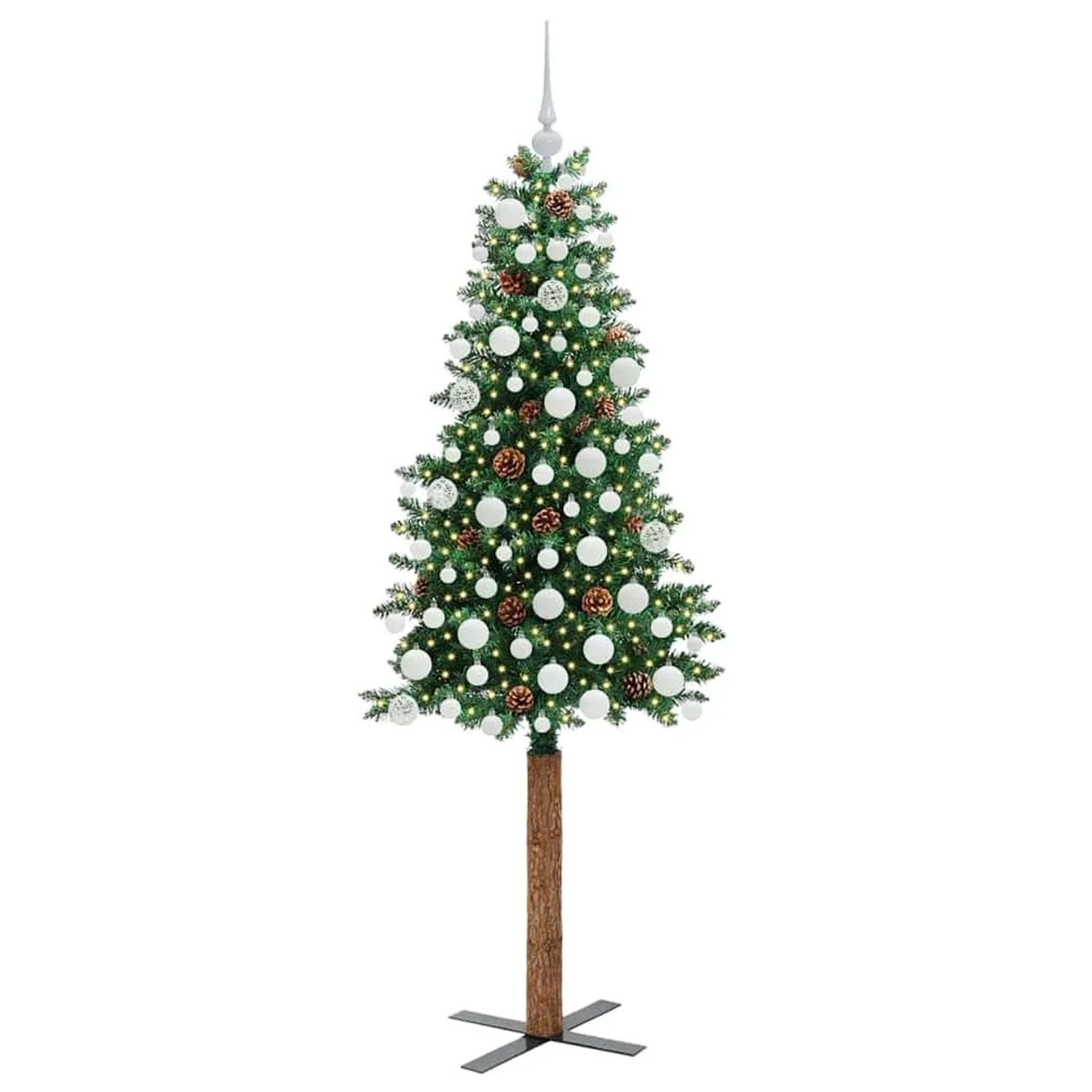 vidaXL Schlanker Weihnachtsbaum mit 300 LEDs mit Ständer Grün 180 cm 3394867