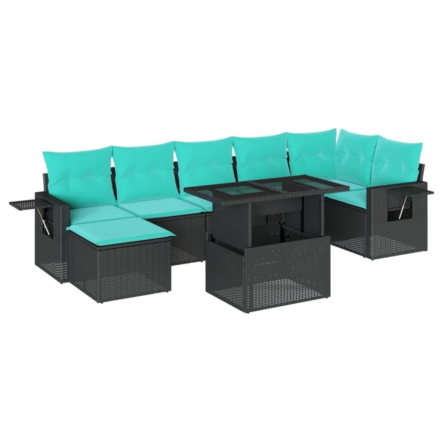 vidaXL 8-Tlg Gartensofa-Set mit Kissen Schwarz Polyrattan 3268057 günstig online kaufen