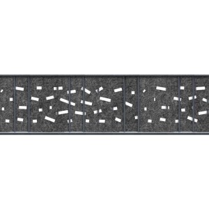 Anthrazitfarbener Sichtschutz Vlies "Criss Cross" (2,6m) für Doppelstabmattenzaun.