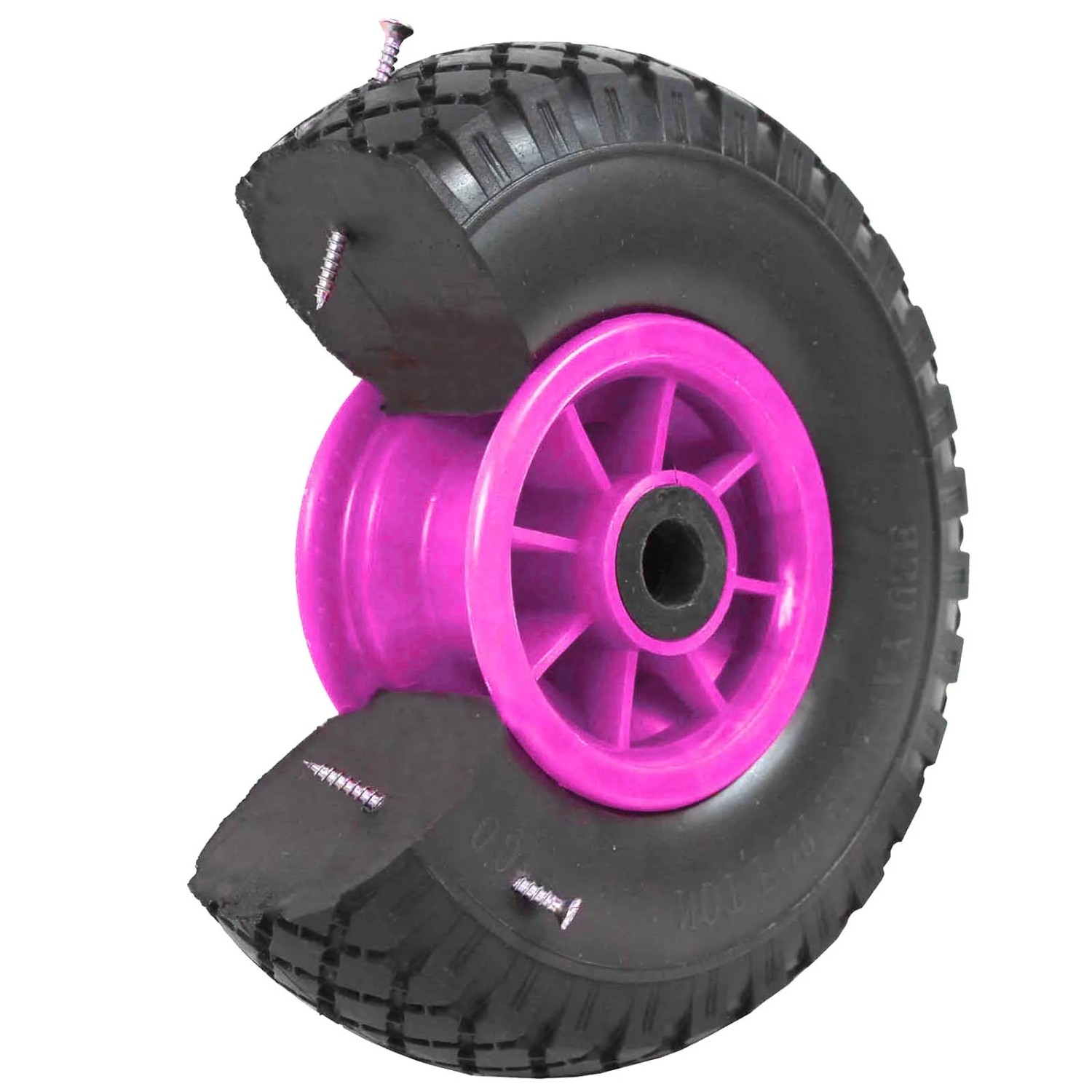 TRUTZHOLM Sackkarrenrad PU Rad 260x85mm 3.00-4 75mm Zentrierte Nabe Durchmesser 20mm Pink