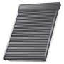 Velux Solar-Rollladen SSL CK02, dunkelgrau, geschlossen. Dachfenster-Rollo für Hitzeschutz und Verdunkelung.