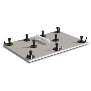 AICA Duschwanne Set: Rechteckige Duschwanne mit Stellfüßen, Armatur und Schürze für Duschtasse 90x70.