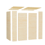 Elemente des Bertilo Holz-Gartenhauses Box 1 aus Fichte, zur einfachen Montage.