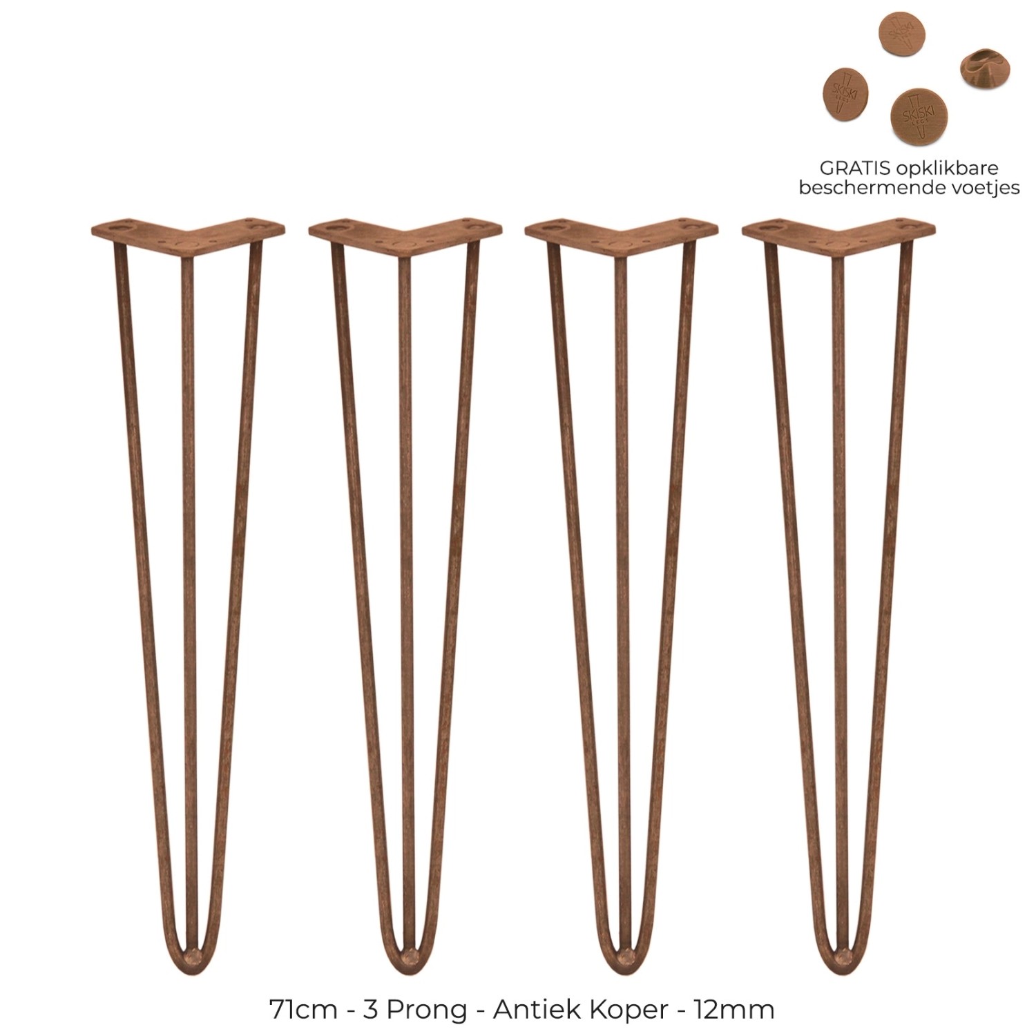 Monstershop 4 x Hairpin Legs Tischbeine 71cm 3 Streben