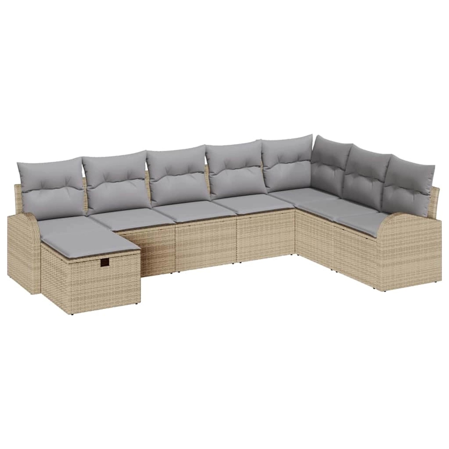 vidaXL Garten-Sofa-Set mit Kissen mit Speicher 8-Tlg Beige Poly Rattan 3360 günstig online kaufen