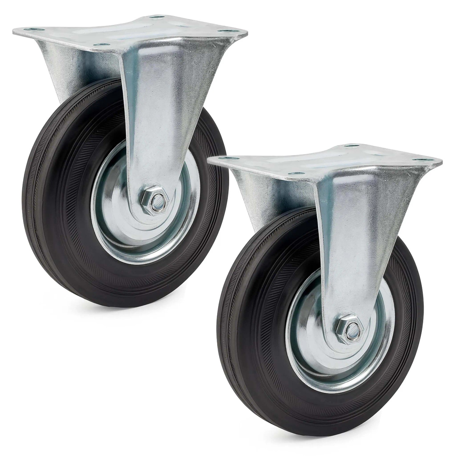 Wiltec Bockrollen Set 2X Transportrolle Vollgummirad 200Mm 150Kg Metallfelge