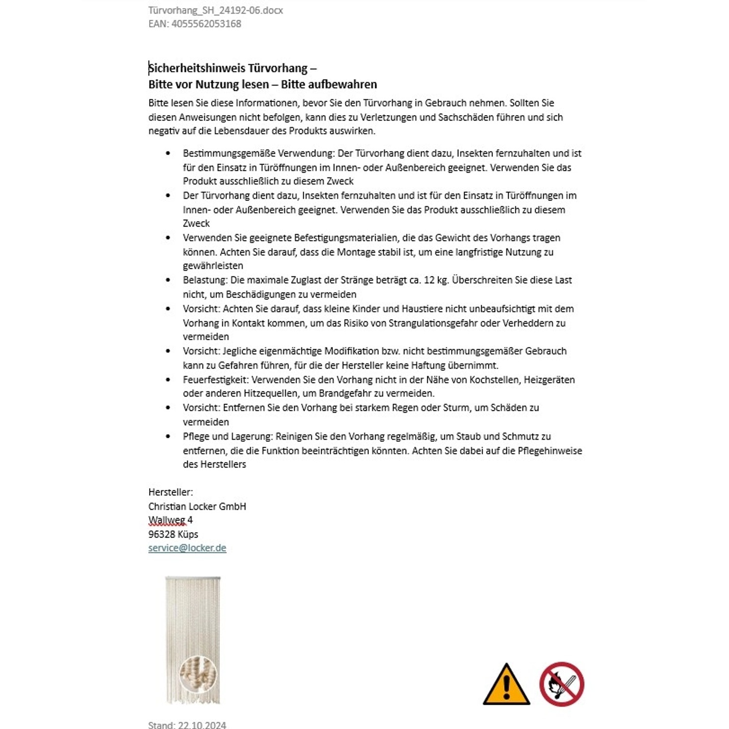 Kobolo Türvorhang Seilvorhang Maritim mit 54 Strängen als Dekoartikel.