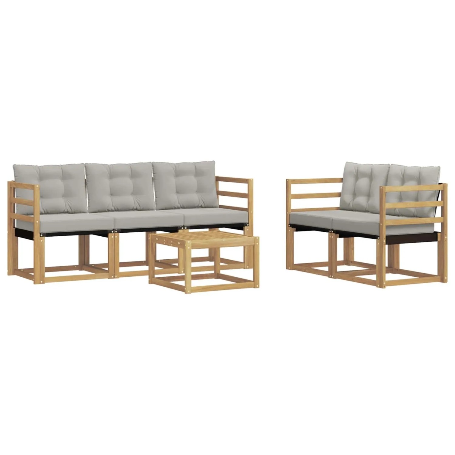 vidaXL Outdoor-Sofagarnitur mit Kissen 6-Tlg Weiß und Hellgrau 3389201