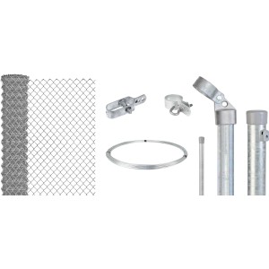 Maschendrahtzaun-Set, 120 cm hoch, 25 m lang, verzinkt, zum Einbetonieren. Komplettes Gartenzaun-Set mit Zubehör.