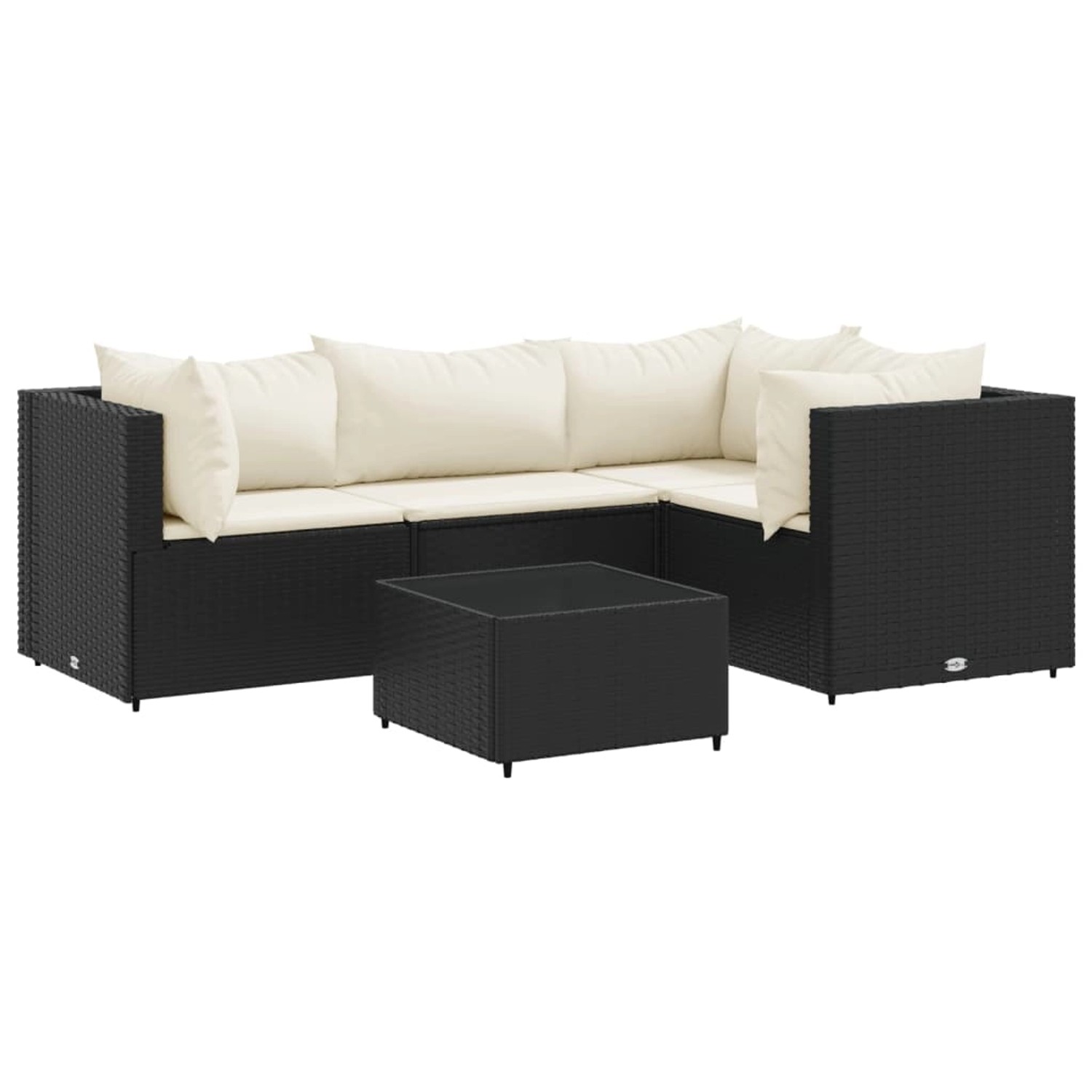 vidaXL 5-Tlg Garten-Lounge-Set mit Kissen Schwarz Poly Rattan 3308080