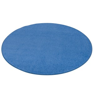 Runder, blauer Kurzflorteppich Joy von Snapstyle Trend Velours, 133cm Durchmesser.