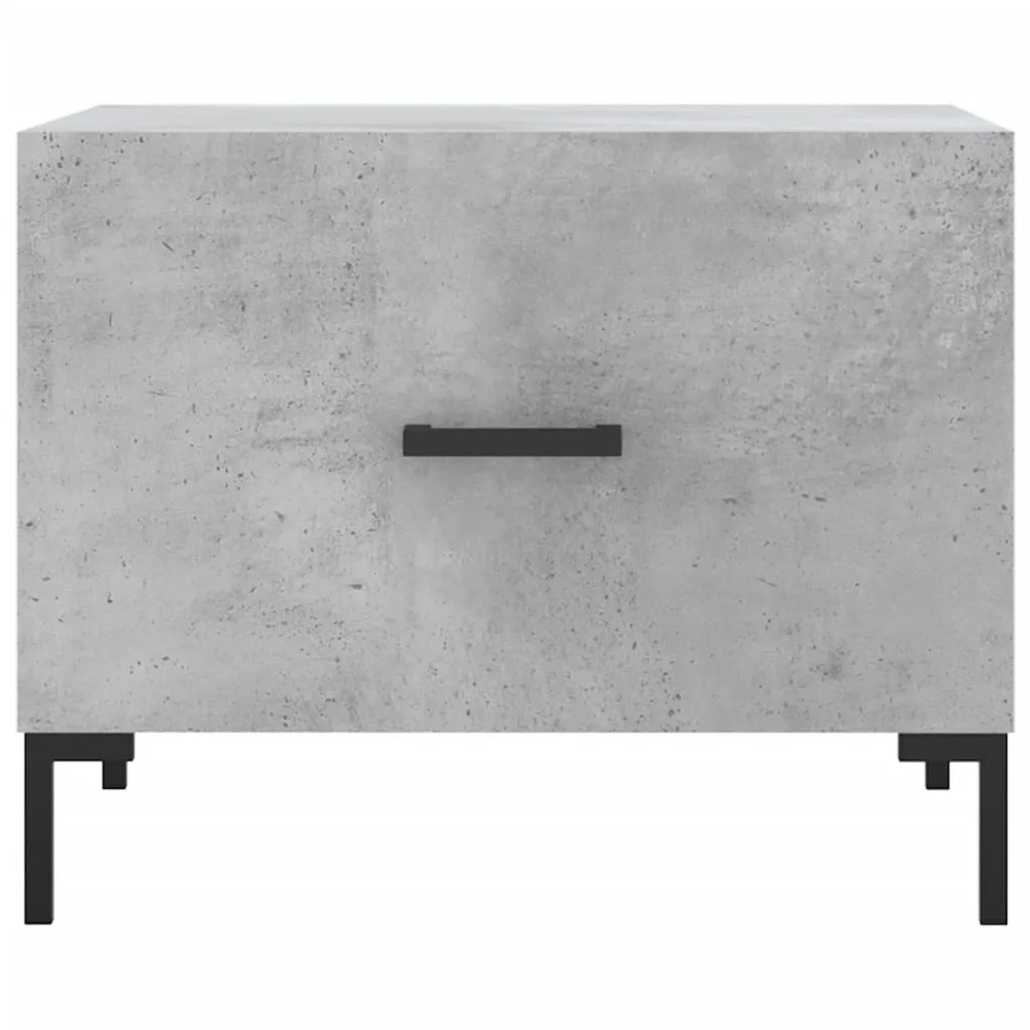 2er Set Couchtische in Betongrau (50x50x40cm) mit Schublade und schwarzen Metallbeinen.