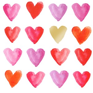 Papierservietten mit bunten Herzen, 16,5x16,5 cm, 20 Stück, FSC®-zertifiziert.