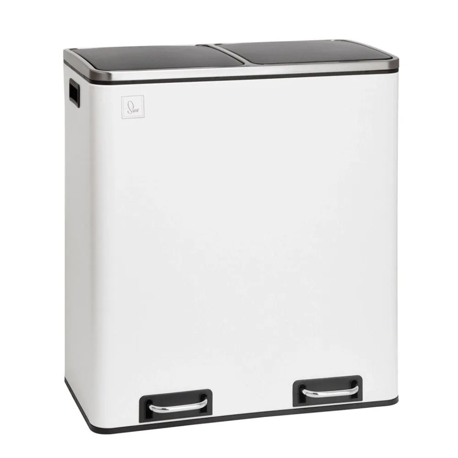 Svita TM2X30 Treteimer 60 Liter Abfalleimer Mülleimer Design Mülltrennung Papierkorb Küchen-Ordnung Trennsystem Weiß