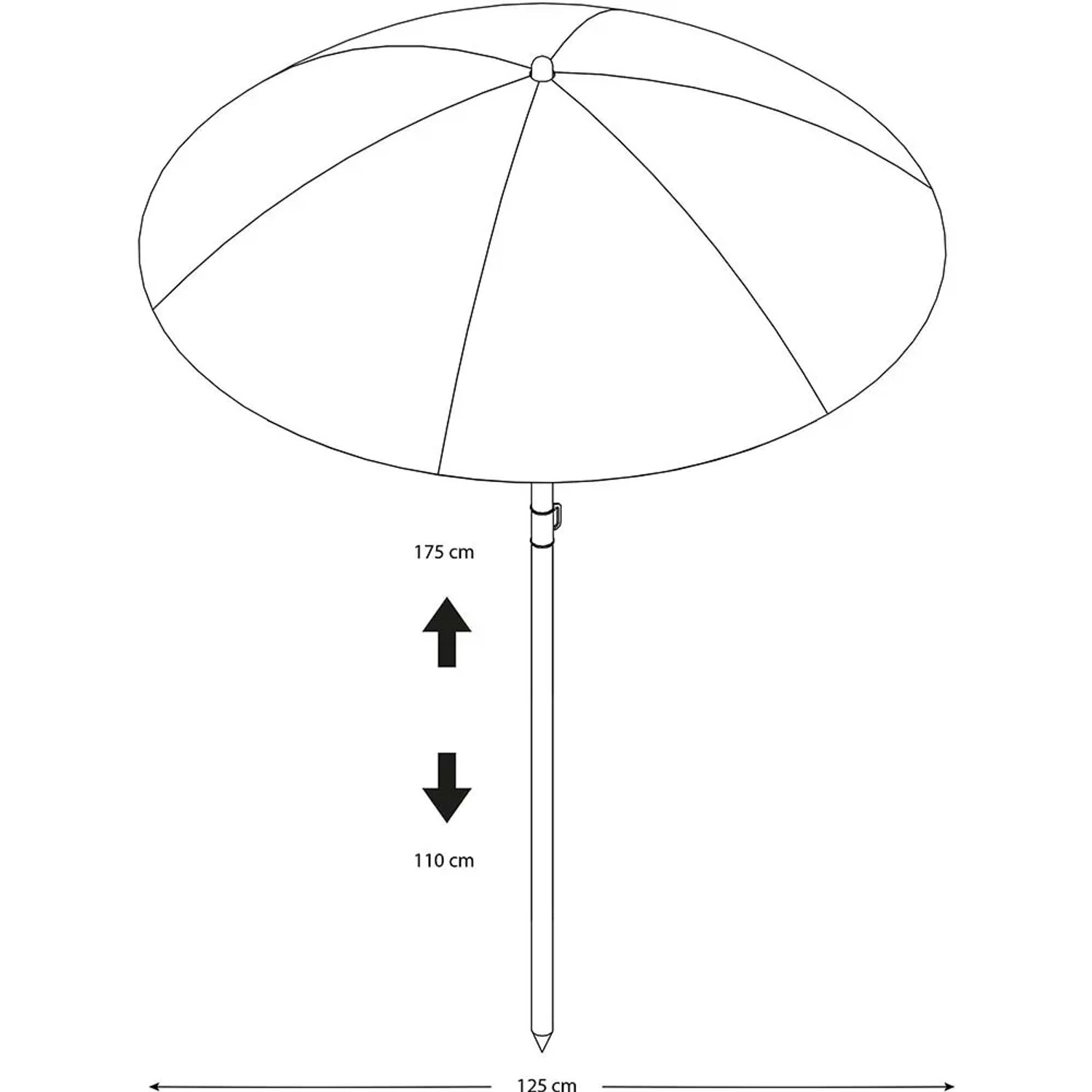 Abbildung des Axi Sonnenschirms, blau-weiß, Ø 125 cm, höhenverstellbar von 110 bis 175 cm.