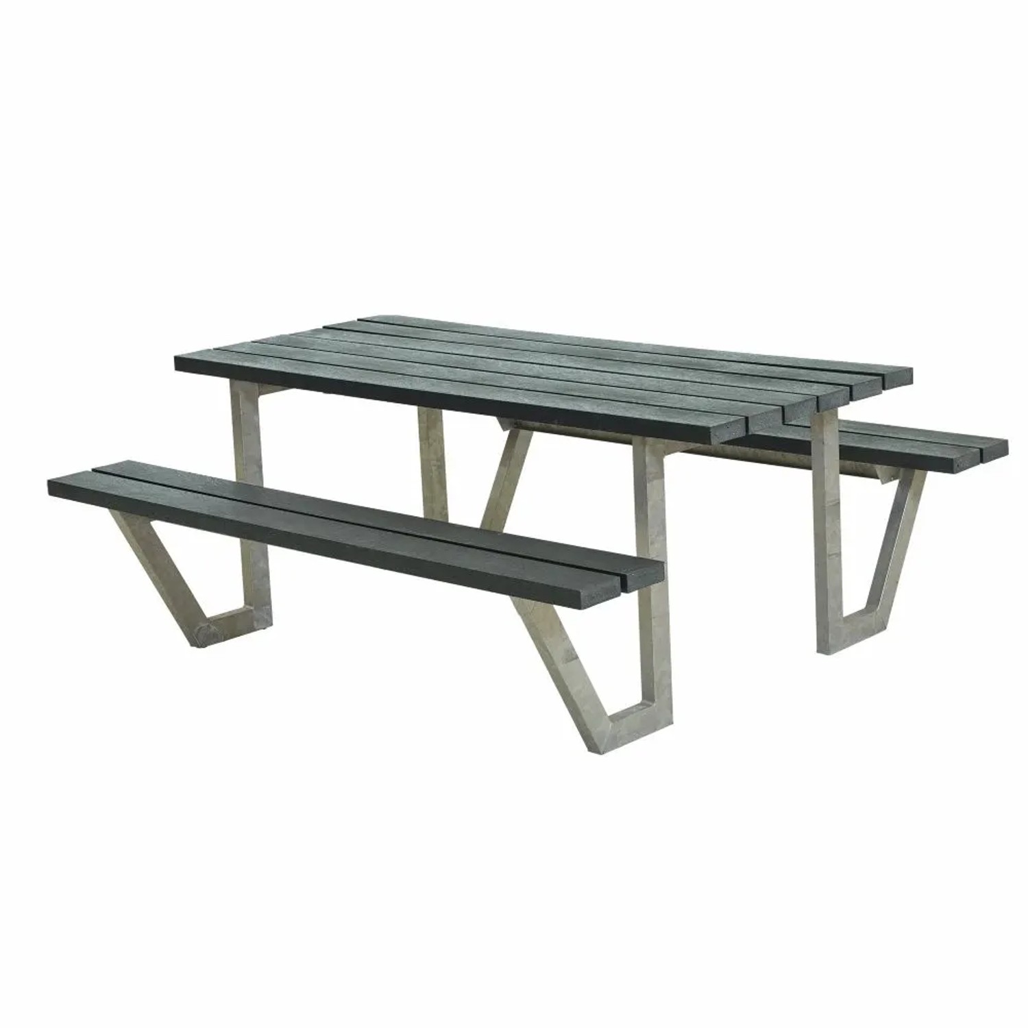 PLUS Gartensitzgruppe 177 cm Grau Retex Robust Tisch-Bank-Kombination für Draußen