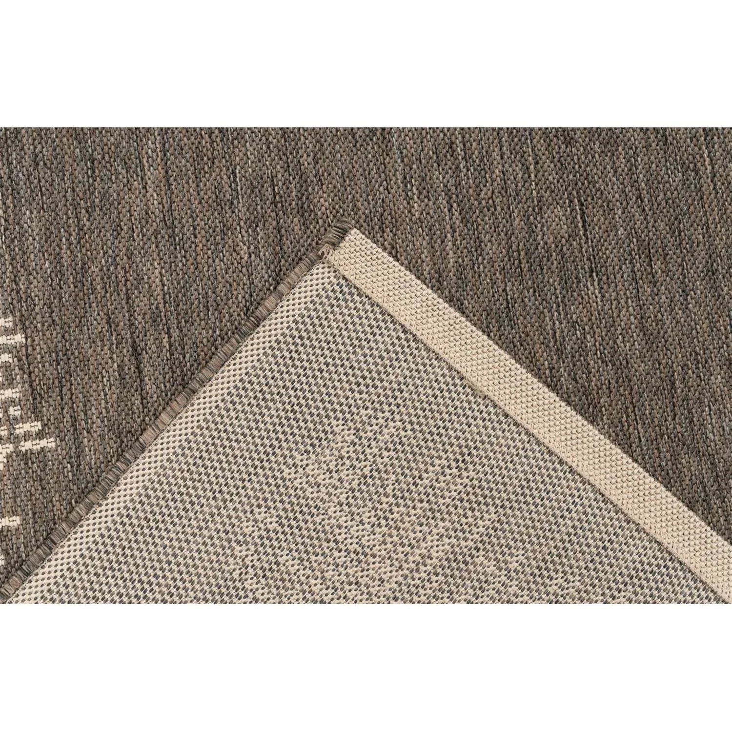 MeGusta Flachflor Teppich Paula, braun-creme, 120x170 cm. Wetterfester Kurzflorteppich für Balkon und Terrasse.