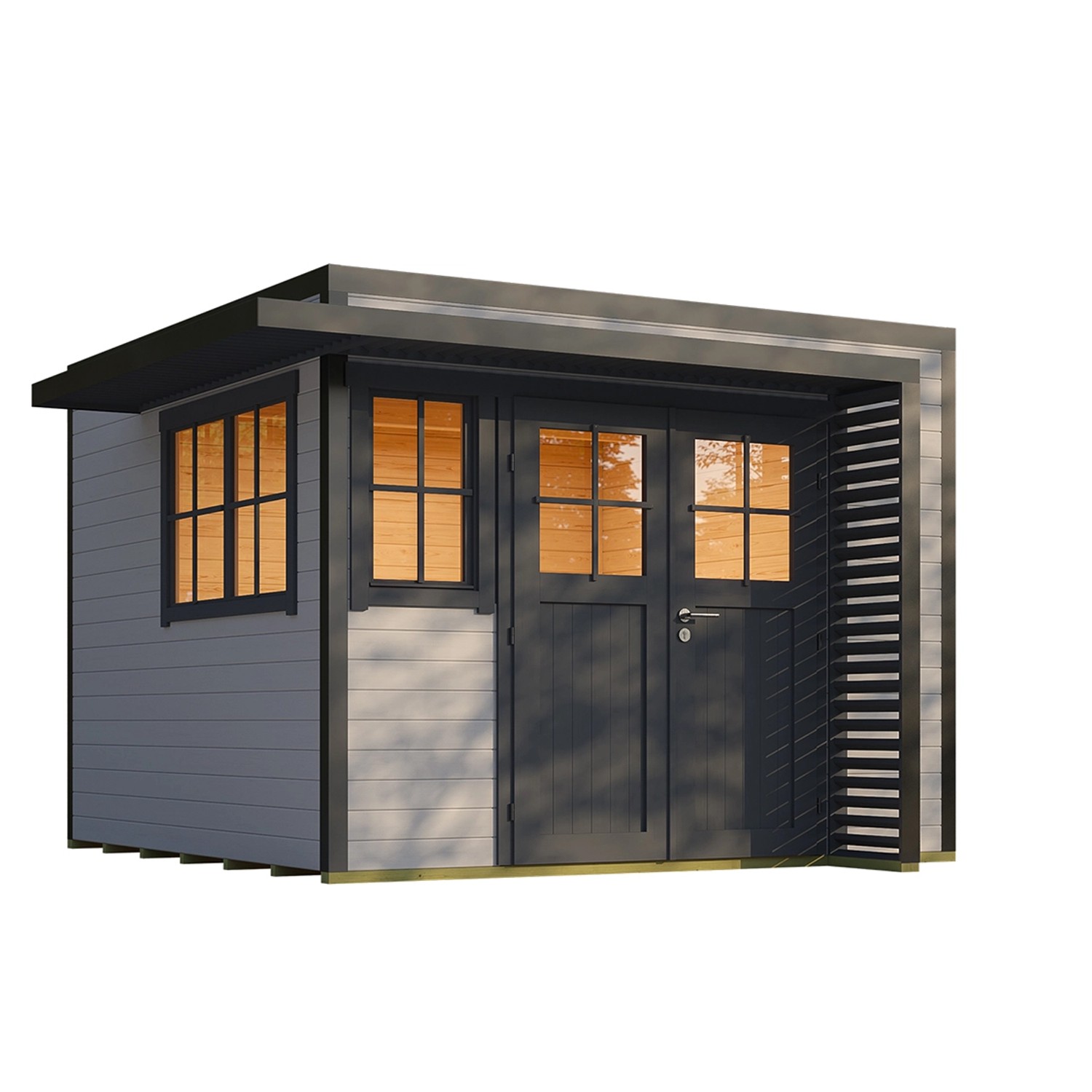 Weka Gartenhaus Amberley 2 Fenster Grau-Anthrazit 300 cm x 300 cm günstig online kaufen
