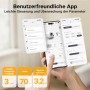 Smartphone mit App zur Steuerung der Fudajo selbstreinigenden Katzentoilette. Zeigt Reinigungslogs, Einstellungen & Katzengewicht.