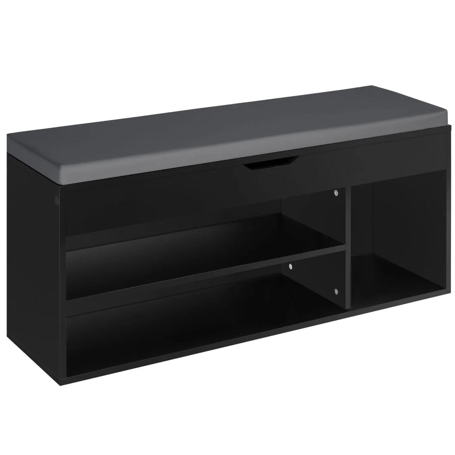 Tectake Schuhbank Natalya Für 9 Paar Schuhe Mit Sitzpolster  104 x 30 x 49 cm Schwarz