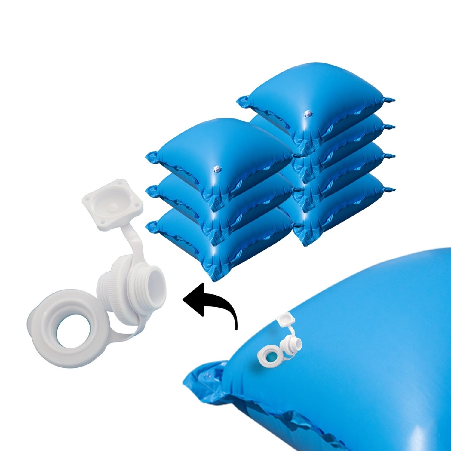 Evolution 7 Poolkissen Luftkissen Winter Abdeckung Polster Pool mit Ösen Set