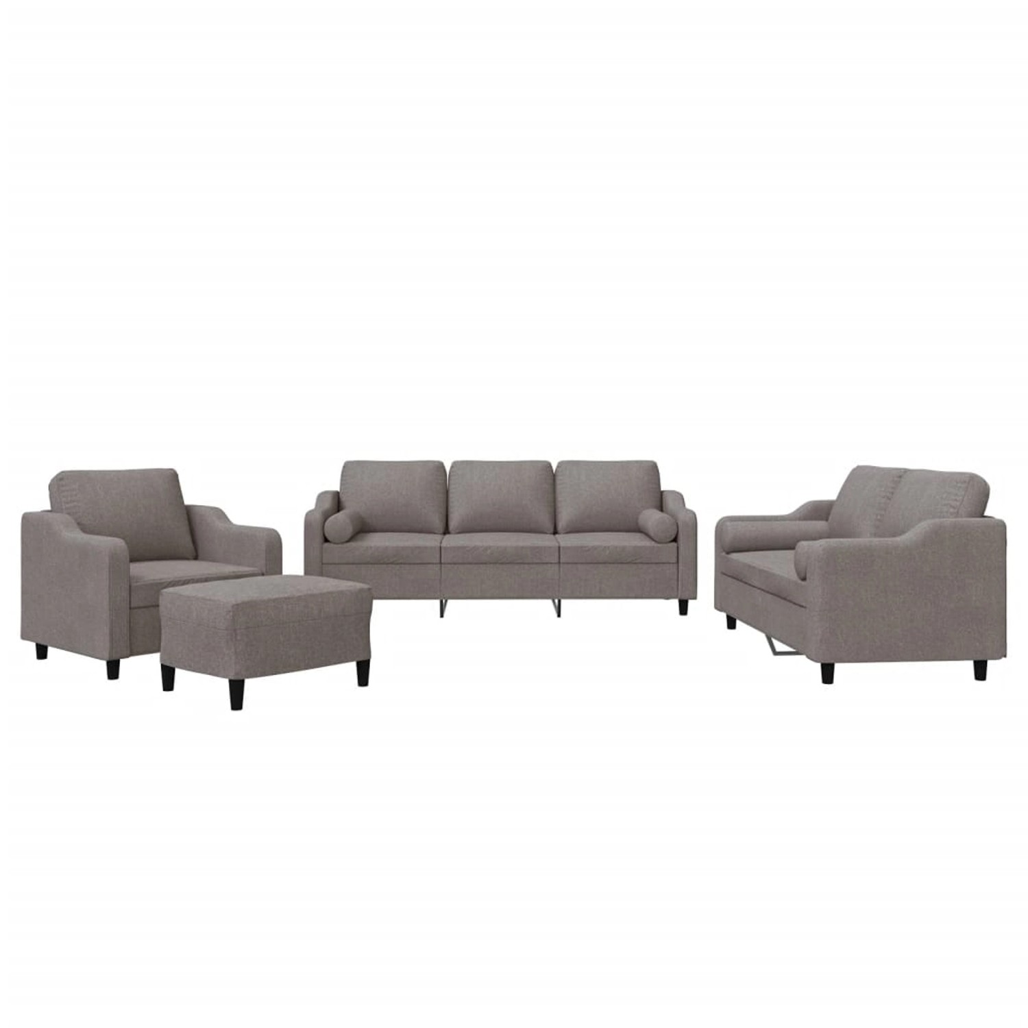 vidaXL 4-Tlg Sofagarnitur mit Kissen Taupe Stoff 3201801 günstig online kaufen