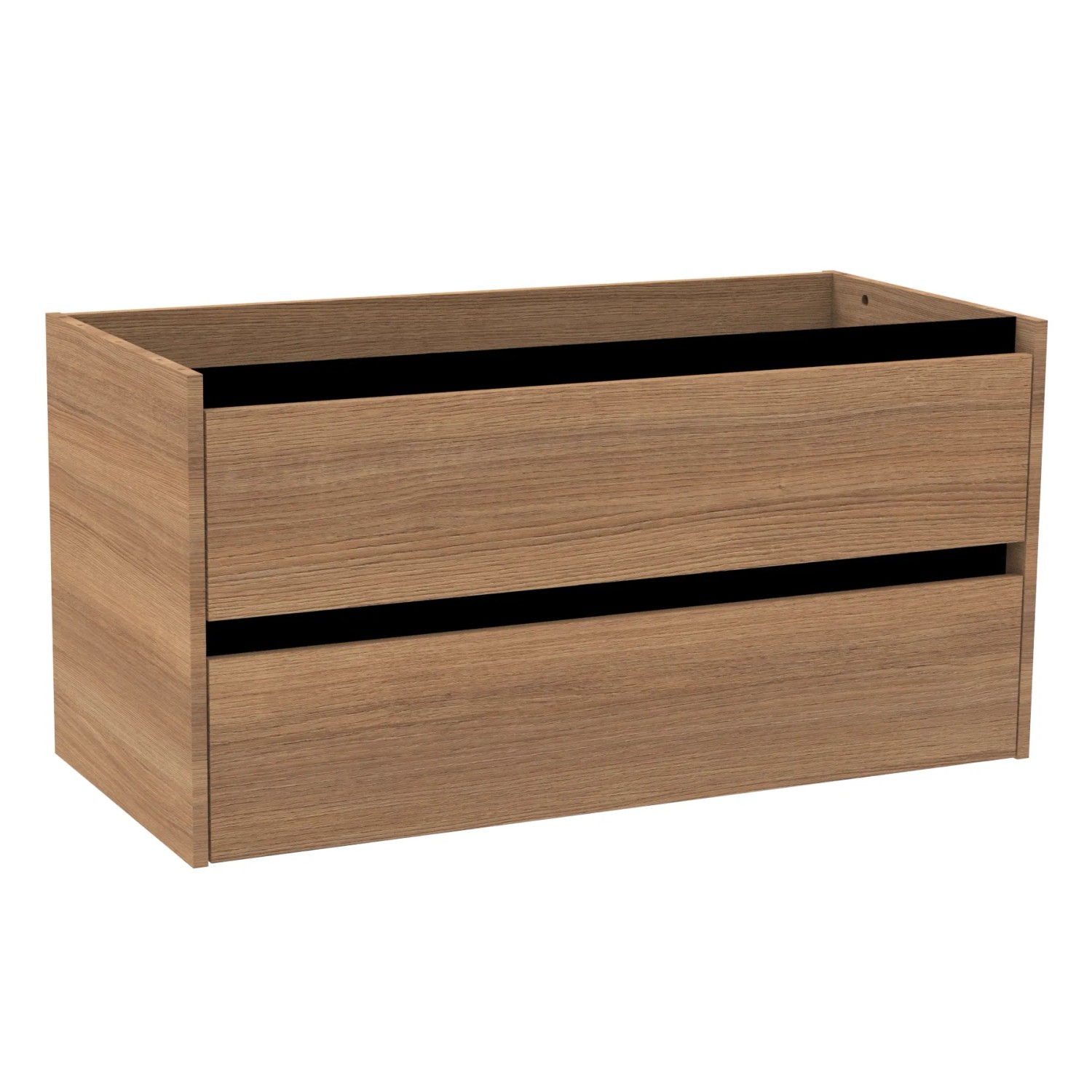Fackelmann Waschtischunterschrank Vita, 100 cm, Eiche Dekor mit schwarzen Griffleisten.