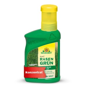 Neudorff Eisendünger Azet Rasengrün 250ml Flasche für einen grünen Rasen.