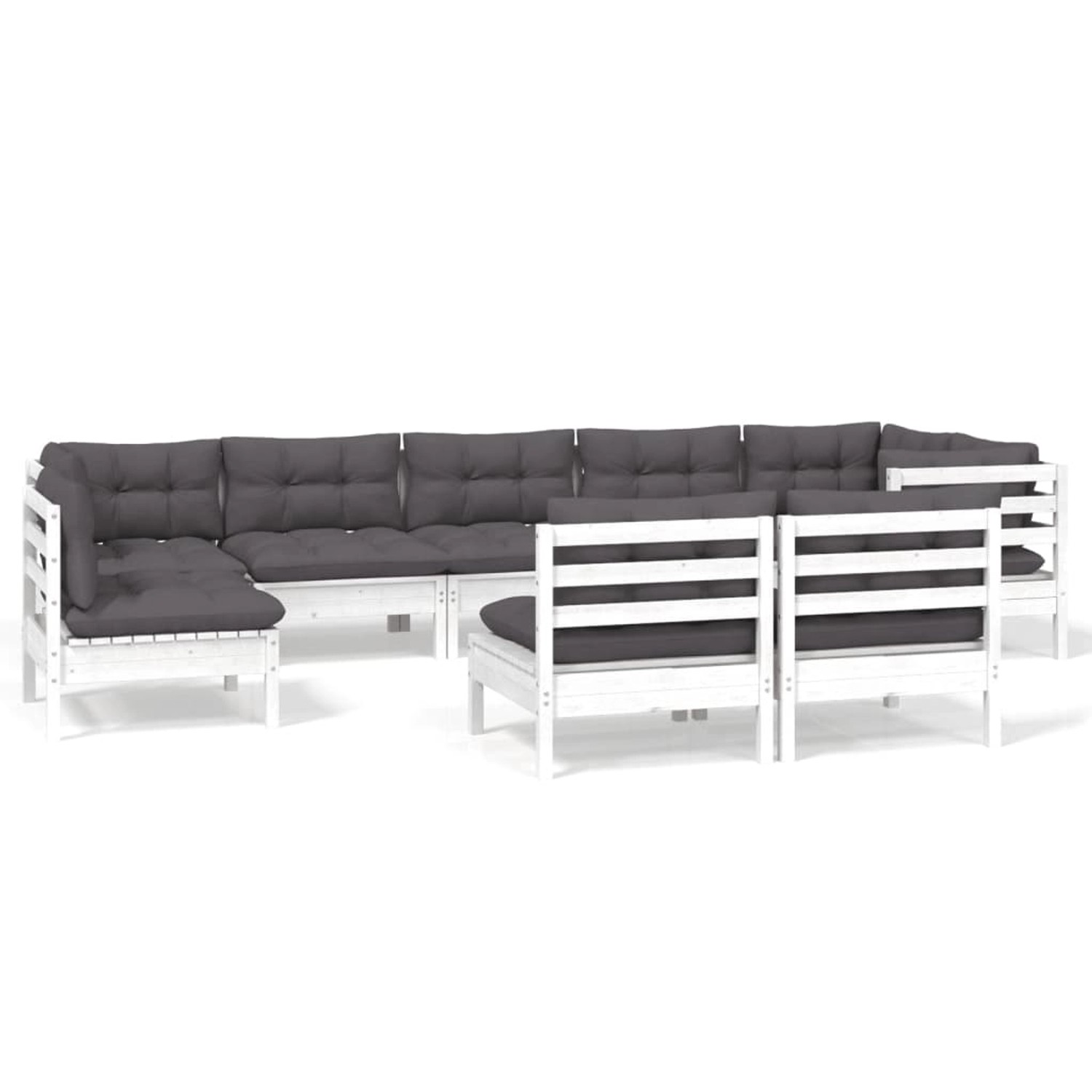 vidaXL 9-Tlg Garten-Lounge-Set mit Kissen Weiß Kiefer Massivholz 3096479 günstig online kaufen