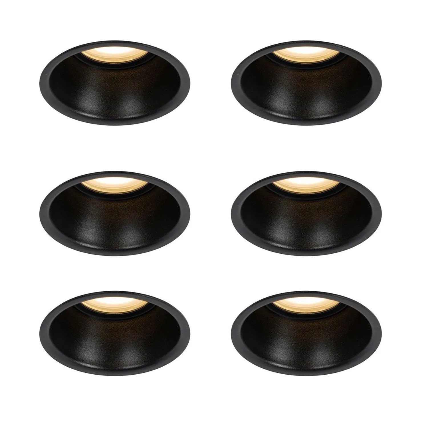 QAZQA Set mit 6 Einbaustrahlern Schwarz GU10 50mm IP44 Dept