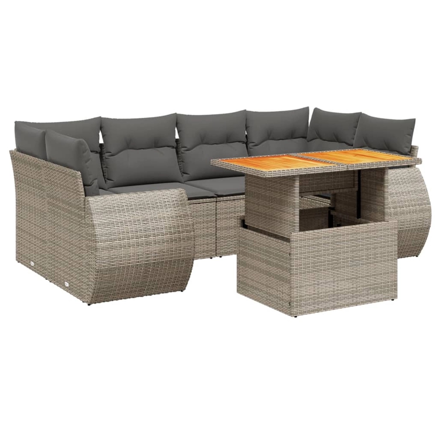 vidaXL 7-Tlg Garten-Sofagarnitur mit Kissen Grau Poly Rattan 3272096 günstig online kaufen