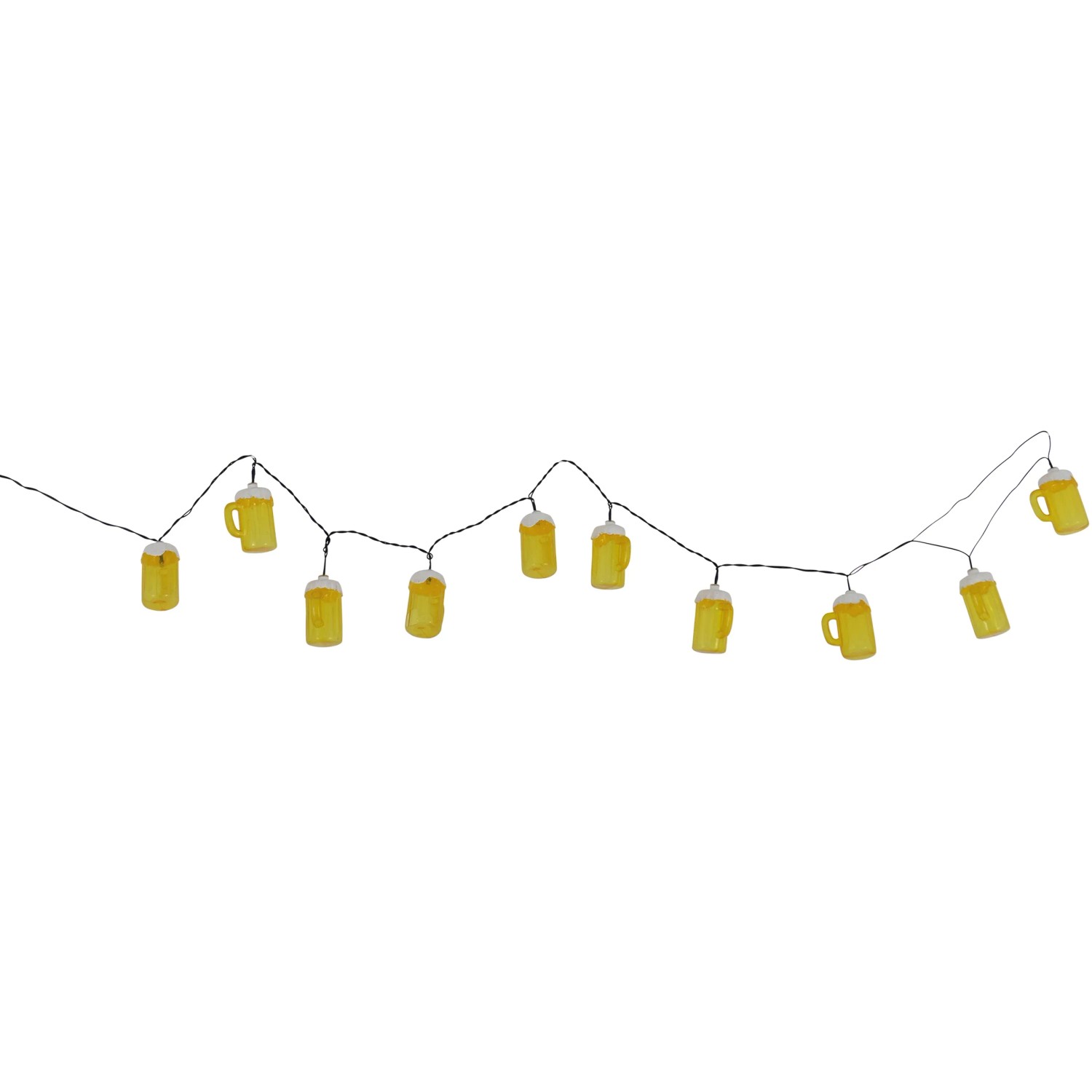 Gelbe LED Lichterkette mit 20 Bierkrügen, 5m lang, für Außen-Dekoration.