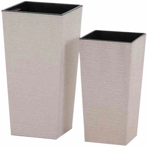 Siena Garden Pflanzsäulen Set, 2-teilig, Eco Nizza Weiß, Rillenoptik.