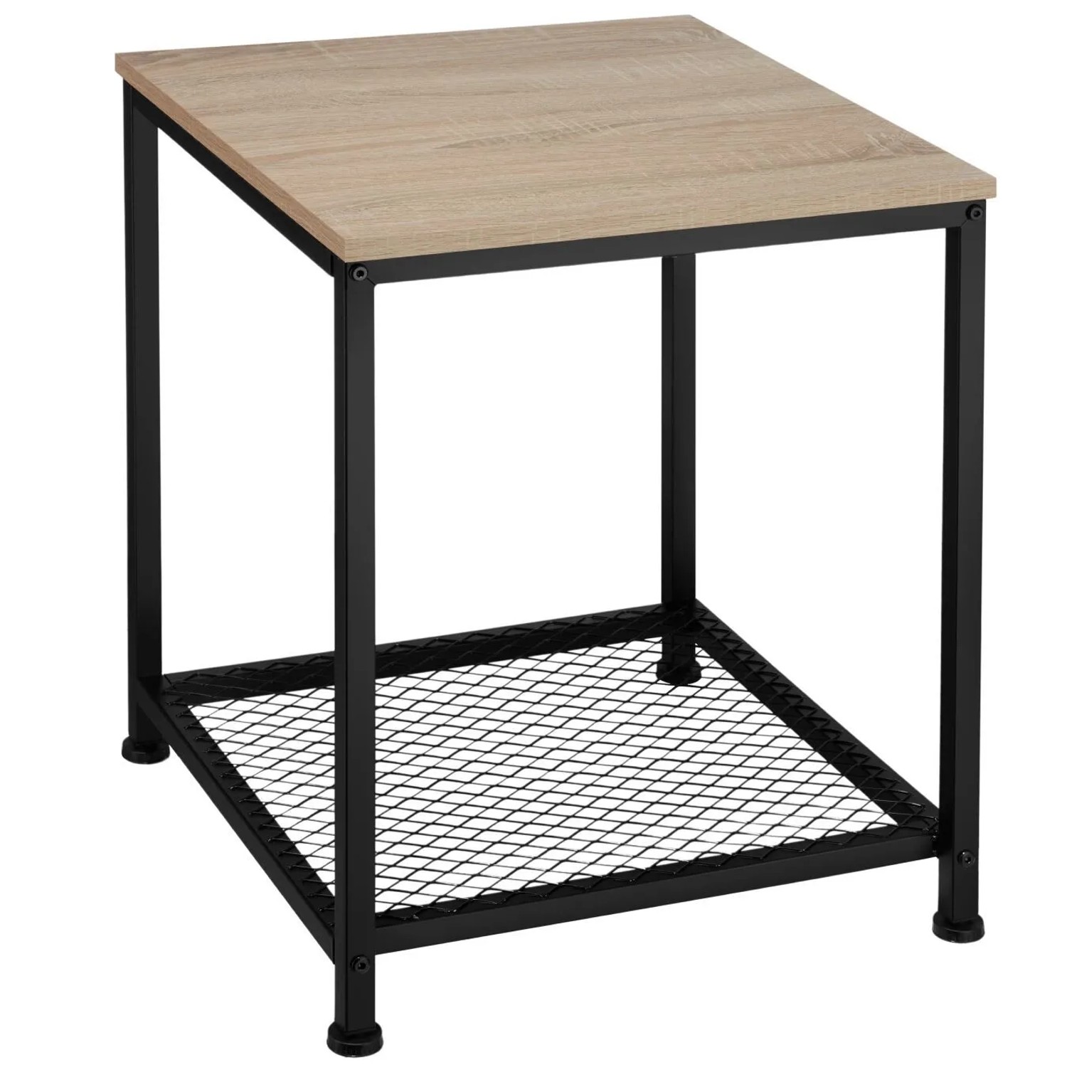 Tectake Beistelltisch Derby Industrial Style Holz und Stahl  45 50 x 45 50 x 55 50 cm Industrial Holz Hell  Eiche Sonoma