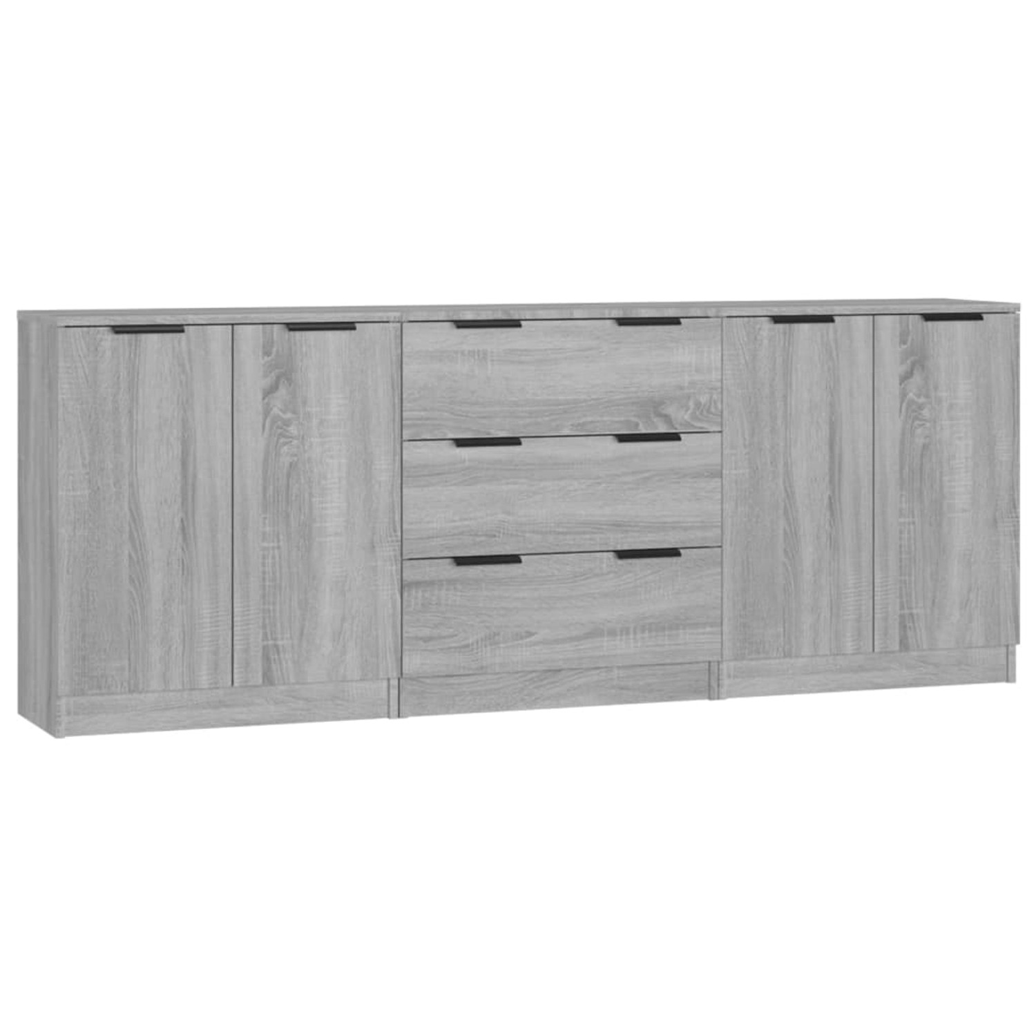 vidaXL 3-Tlg Sideboard Grau Sonoma Eiche-Optik Holzwerkstoff 3115786 günstig online kaufen