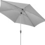 Doppler Marktschirm, Ø 210 cm, hellgrau, mit Kurbel. Sonnenschirm für Garten und Terrasse.
