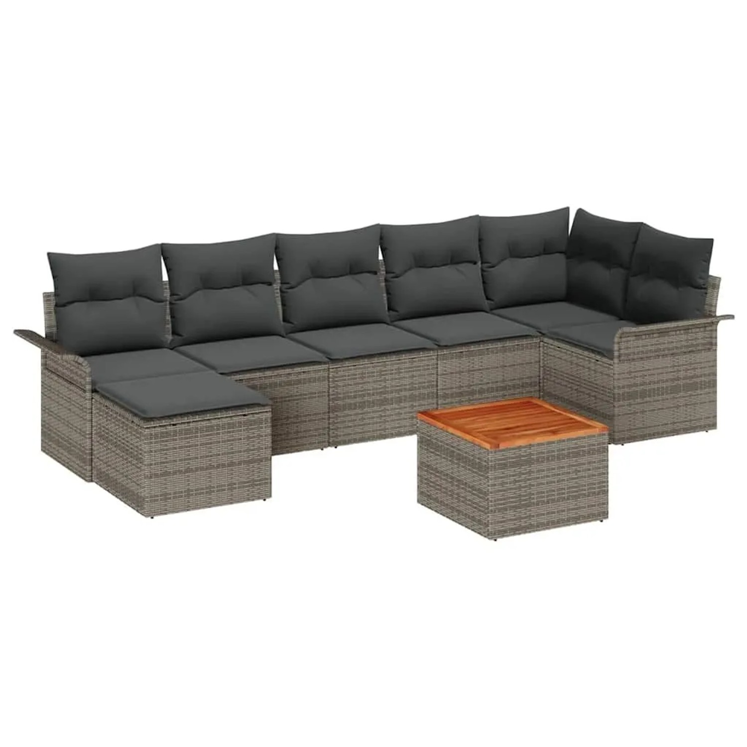 Thumbnail - vidaXL Gartensofa-Set mit Speicher 8 Stk Grau Poly-Rattan 3356025