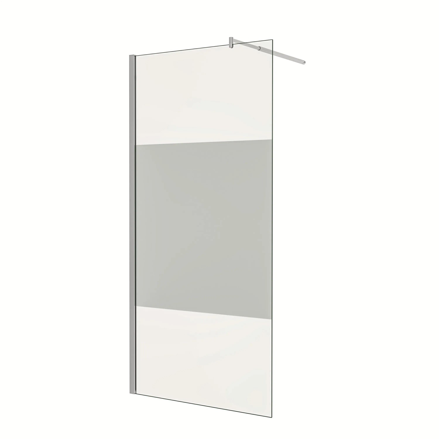 AICA Walk in Duschwand B.120 x H.200cm Milchglasstreifen Duschabtrennung 8mm Nano ESG-Glas Mit Stabilisator Duschkabinen F123