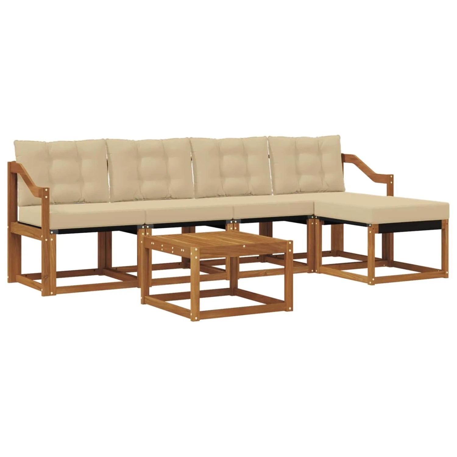 vidaXL Outdoor-Sofagarnitur mit Kissen 6-Tlg Natur und Beige 3368604
