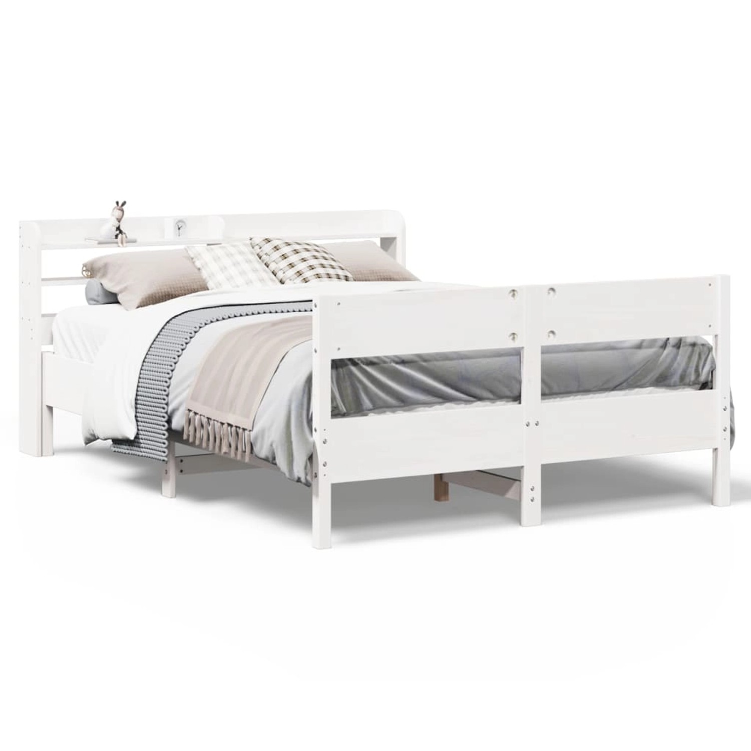 vidaXL Massivholzbett ohne Matratze Weiß 140x190 cm Kiefernholz 3306940 günstig online kaufen
