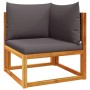 vidaXL Gartenmöbel: Ecksofa aus Akazie mit grauen Kissen für Garten oder Terrasse.